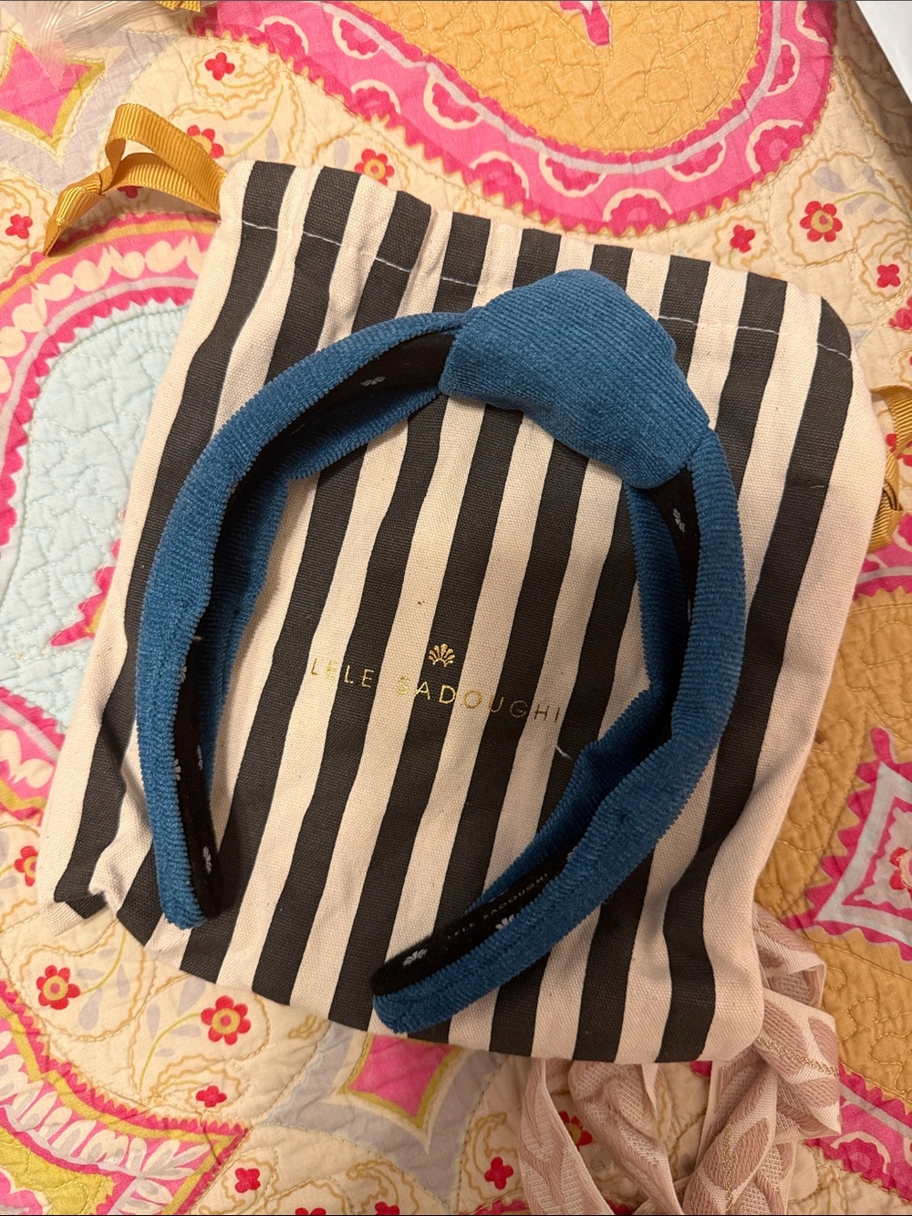Lele Sadoughi Teal Knotted Headband